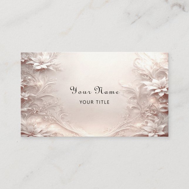 White Ivory Floral Business Card Visitenkarte (Vorderseite)