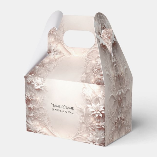 White Ivory Floral Favor Box Geschenkschachtel (Vorderseite)