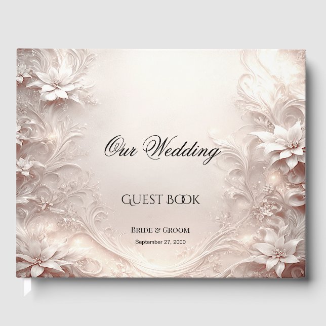 White Ivory Floral Guest Book Gästebuch (Vorderseite)