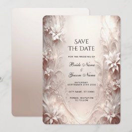 White Ivory Floral Save the Date