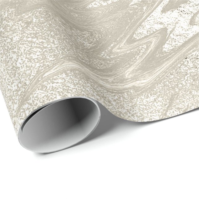 White Ivory Gold Marmor Molten Pastel Metal Titani Geschenkpapier (Rolleneckpunkt)
