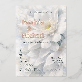 White Ivory Quiet Luxury Romantic Elegant Wedding  Folieneinladung