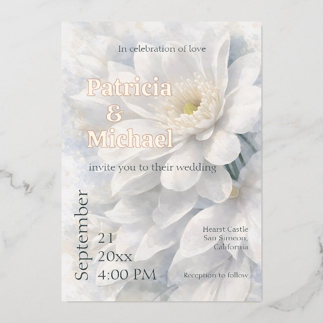 White Ivory Quiet Luxury Romantic Elegant Wedding  Folieneinladung (Vorderseite)