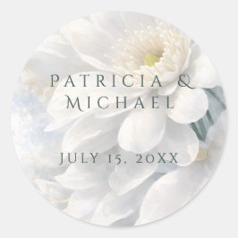 White Ivory Quiet Luxury Romantic Elegant Wedding  Runder Aufkleber