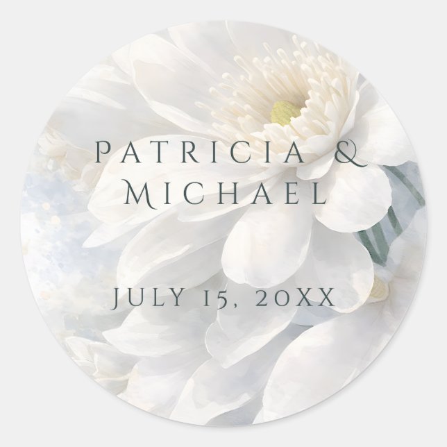 White Ivory Quiet Luxury Romantic Elegant Wedding  Runder Aufkleber (Vorderseite)