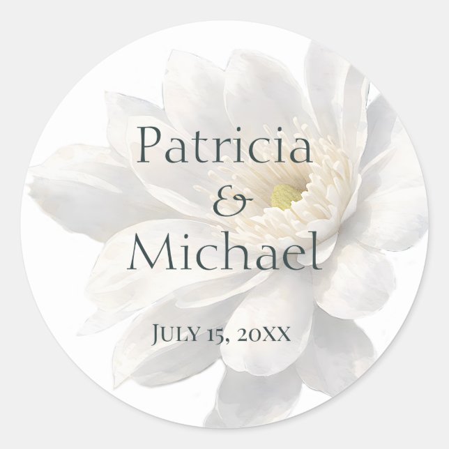 White Ivory Quiet Luxury Romantic Elegant Wedding  Runder Aufkleber (Vorderseite)