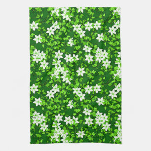 White Jasmine unter den grünen Blätter Geschirrtuch