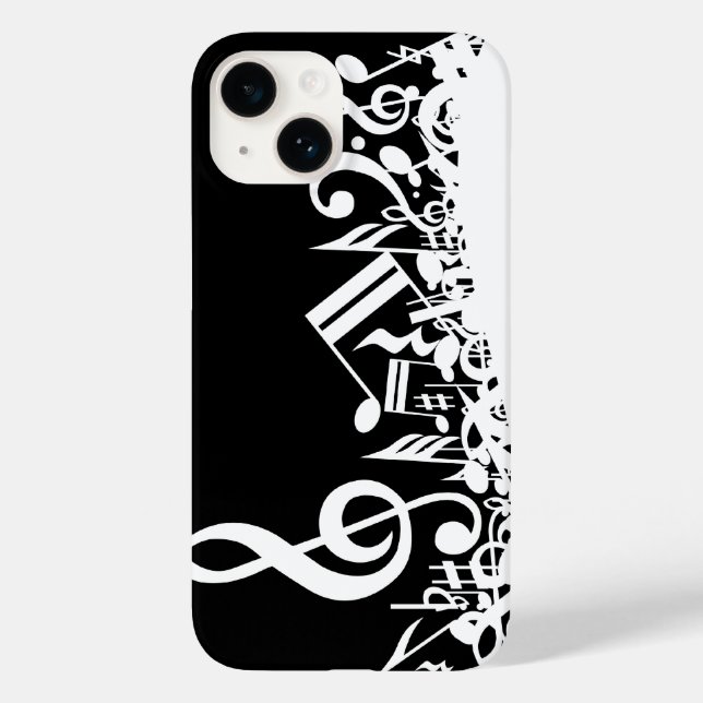 White Jumbled Musical Notes on Black Case-Mate iPhone Hülle (Rückseite)