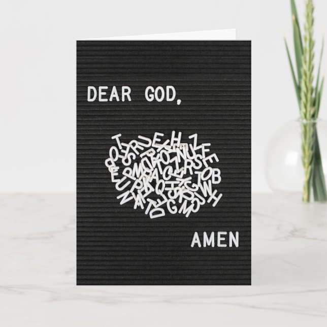White Jumbled Prayer Letters On Black Karte (Vorderseite)