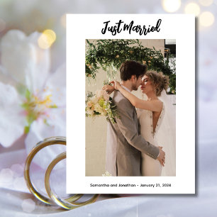 White Just Married Foto Announccard Einladung