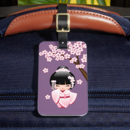 White Kimono Kokeshi Doll - Niedlich Geisha Girl Gepäckanhänger