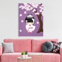 White Kimono Kokeshi Doll - Niedlich Geisha Girl