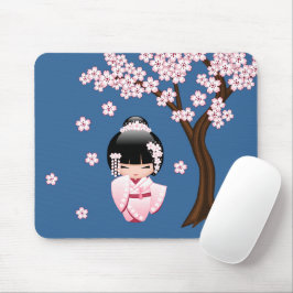 White Kimono Kokeshi Doll - Niedlich Geisha Girl Mousepad