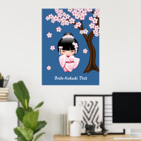 White Kimono Kokeshi Doll - Niedlich Geisha Girl