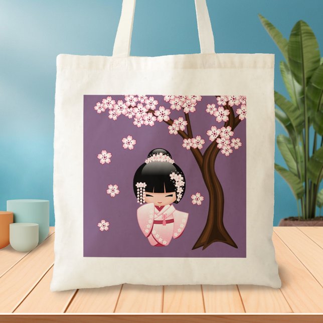 White Kimono Kokeshi Doll - Niedlich Geisha Girl Tragetasche (Von Creator hochgeladen)