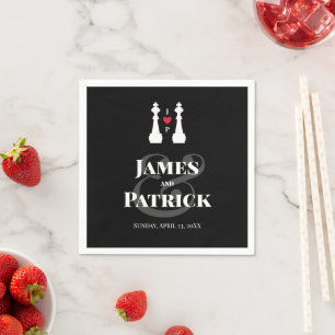 White Kings Schach Pieces Gay Wedding Serviette