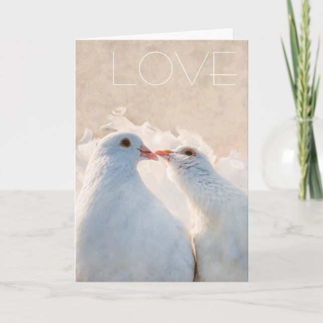 White Kissing Doves - Liebe anpassbar Karte (Vorderseite)