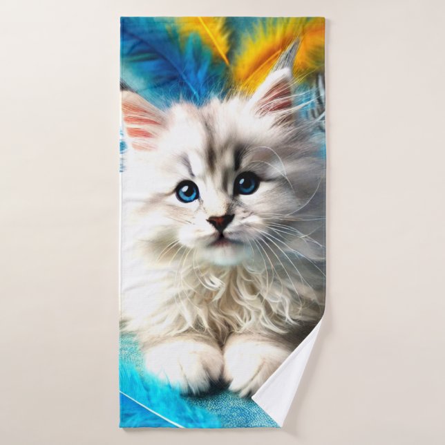 White Kitten Badehandtuch (Badehandtuch)