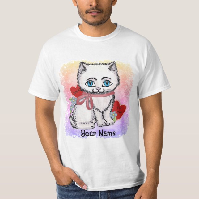 White Kitten Cat T-Shirt (Vorderseite)