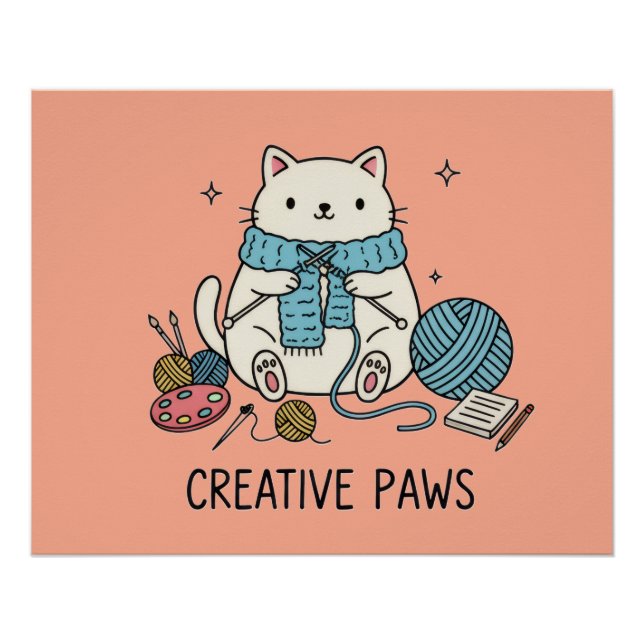 White Kitten Creative Hobbies Coral Design Accent Poster (Vorderseite)