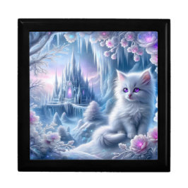 White Kitten in Fantasy Ice Kingdom Erinnerungskiste