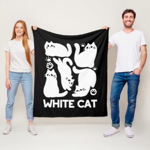 White Kitten Silhouetten - Niedliches Feline Desig Fleecedecke