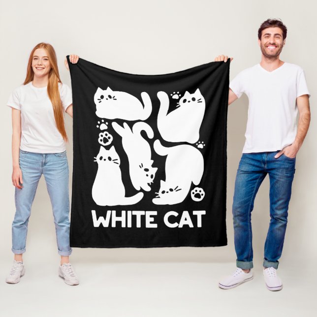 White Kitten Silhouetten - Niedliches Feline Desig Fleecedecke (Beispiel)