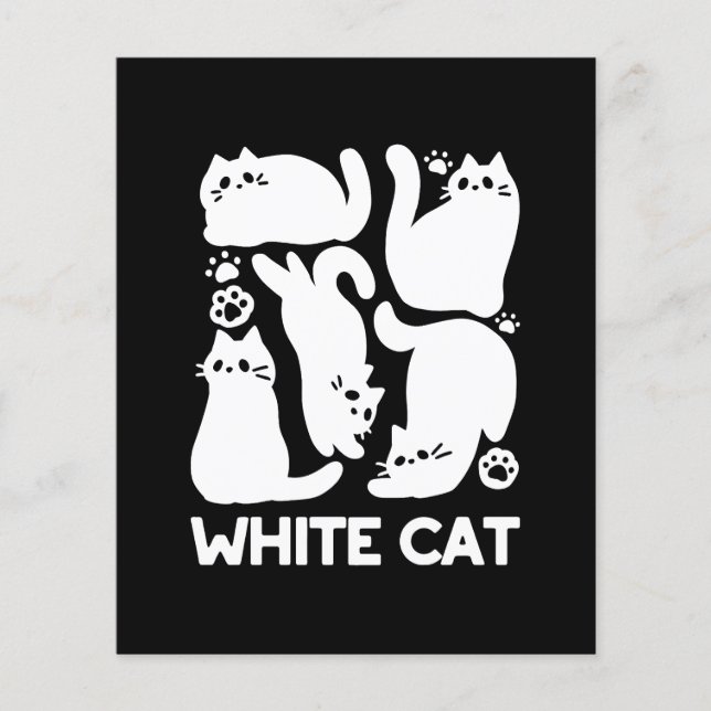 White Kitten Silhouetten - Niedliches Feline Desig Flyer (Vorne)