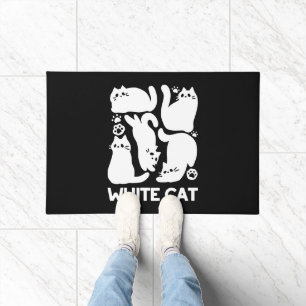 White Kitten Silhouetten - Niedliches Feline Desig Fußmatte