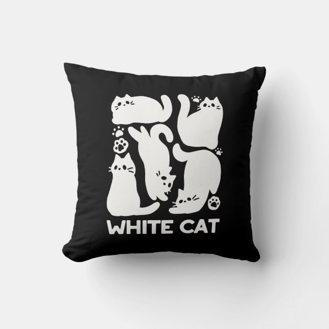 White Kitten Silhouetten - Niedliches Feline Desig Kissen (Vorderseite)