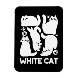White Kitten Silhouetten - Niedliches Feline Desig Magnet