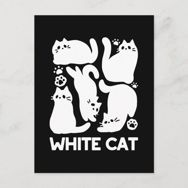White Kitten Silhouetten - Niedliches Feline Desig Postkarte (Vorderseite)