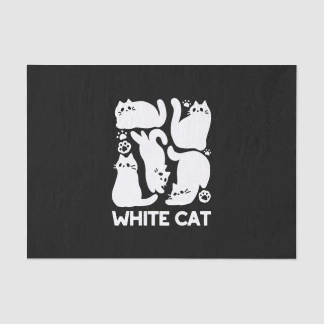 White Kitten Silhouetten - Niedliches Feline Desig Seidenpapier (Vorderseite)