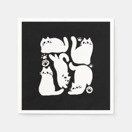 White Kitten Silhouetten - Niedliches Feline Desig Serviette