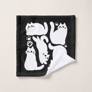 White Kitten Silhouetten - Niedliches Feline Desig Waschlappen