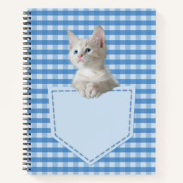 White Kitten Tasche blau lustige Illusion 3D Grafi Notizbuch
