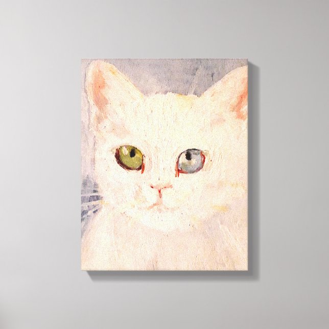 White Kitten with Blue Eye and Green Eye  Canvas P Leinwanddruck (Vorderseite)