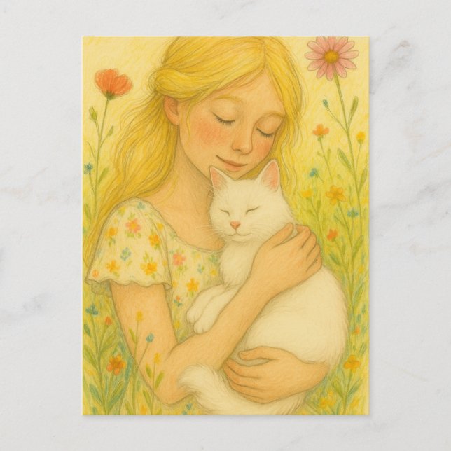 White Kitty Cat Mama Postkarte (Vorderseite)