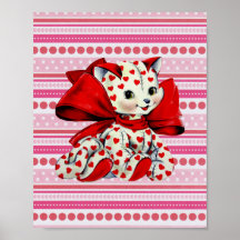 White Kitty Cat Vintag Valentine Art