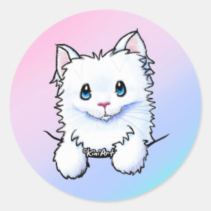 White Kitty Runder Aufkleber