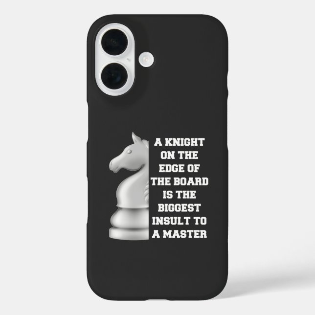 White Knight Schach Strategie Power Weisheim Maste iPhone 16 Hülle (Rückseite)