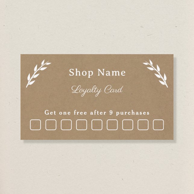 White, Kraft & Rustic Loyalty Card Visitenkarte (White, Kraft & Rustic Loyalty Card)