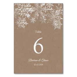 White & Kraft Schneeflocken Weihnachten Winter Hoc Tischnummer