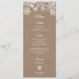White & Kraft Snowflakes Elegante Winter Weihnacht Menükarte