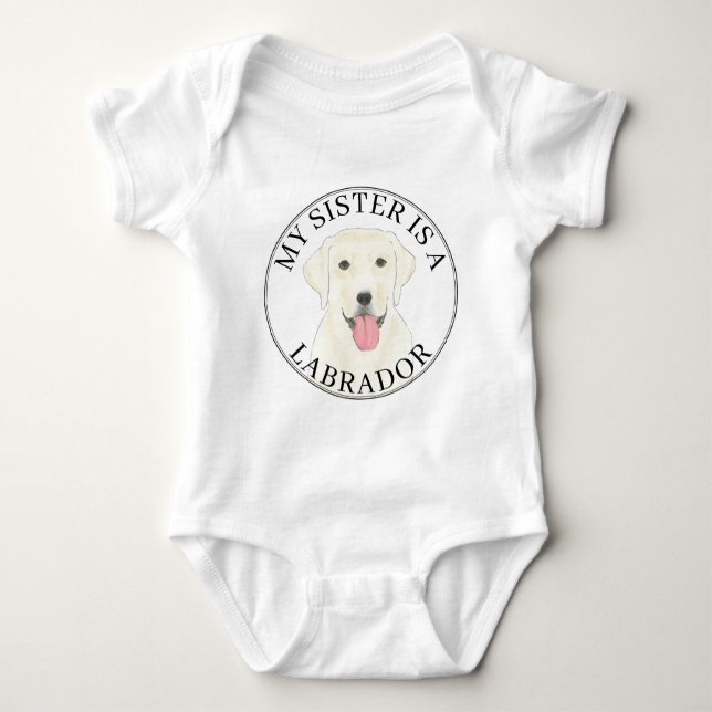 White Labrador Dog Big Sister Baby Strampler (Vorderseite)