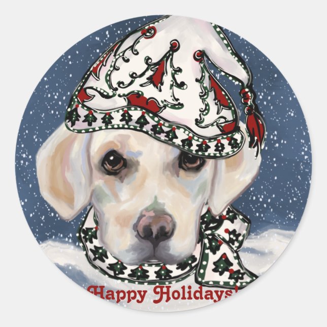 WHITE LABRADOR RETRIEVER RUNDER AUFKLEBER (Vorderseite)
