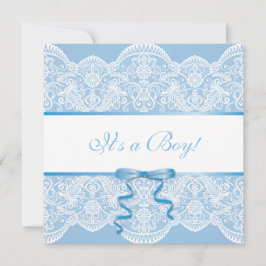 White Lace Blue Satin Es ist eine Baby-Dusche Einladung