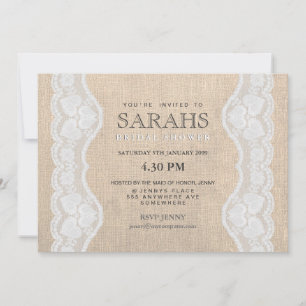 White Lace & Burlap Brautparty Party laden ein Einladung