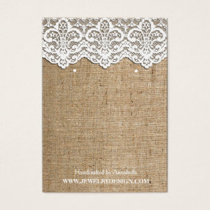 White Lace Burlap Earring Holder Juwelier Display