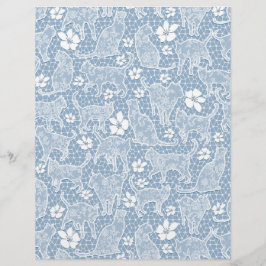 White Lace Cats auf Baby Blue Arts & Craft Paper